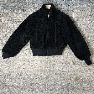 The Group Babaton Jacket Womens Small Black Faux Fur Sherpa Teddy Full Zip Cozy